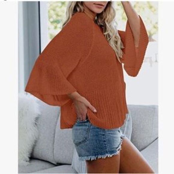 NEW Bell Sleeves Loose Knitted Sweater Top - Picture 3 of 5